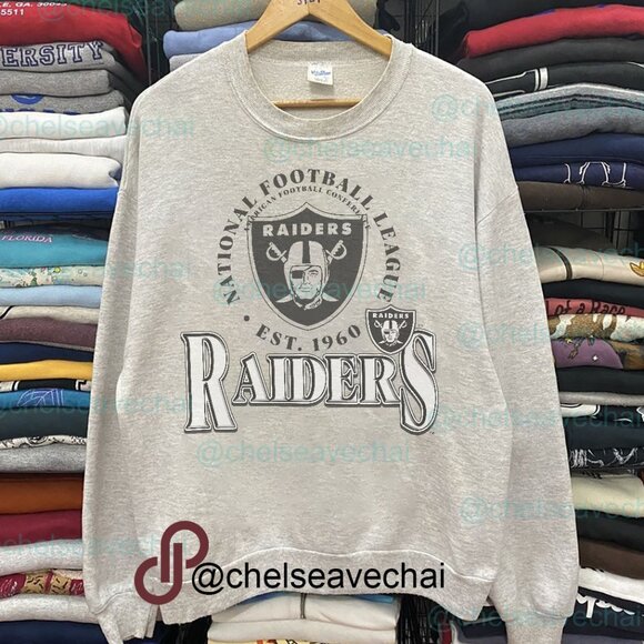 Vintage 90s NFL Oakland Raiders Football Sweatshirt Raiders Crewneck Shirt Tee - Picture 1 of 2